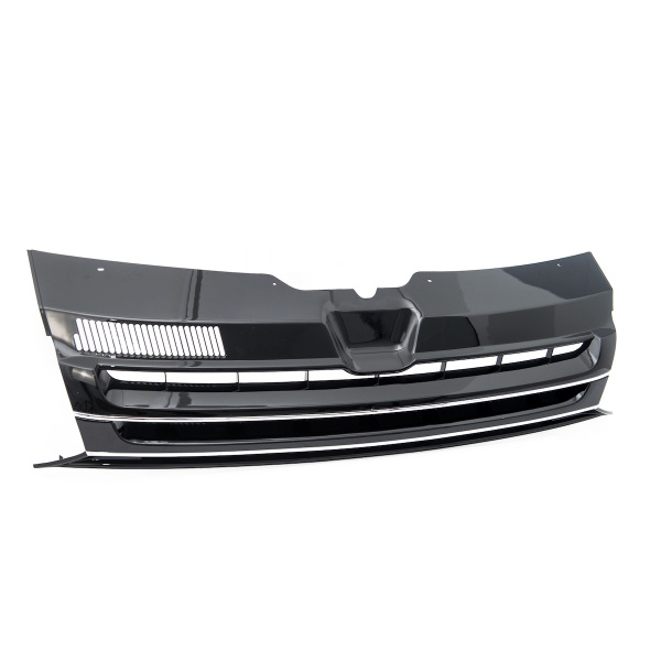 Upgrade Sportgrill / Kühlergrill ohne Emblem für Volkswagen T5 GP (Facelift) 10-15 schwarz Hochglanz